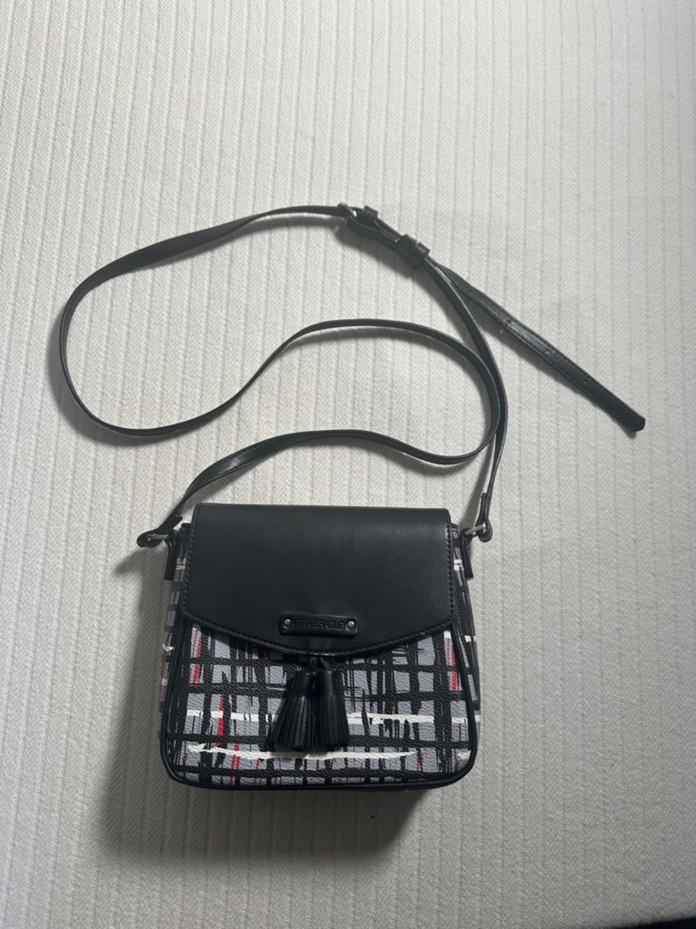 Vera Bradley Crossbody Tassel Flap Bag in Black Plaid